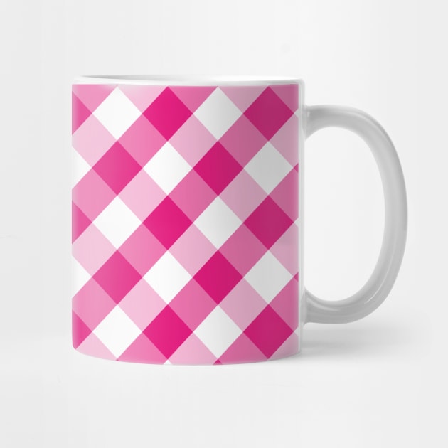 Hot Pink and White Check Gingham Plaid by squeakyricardo